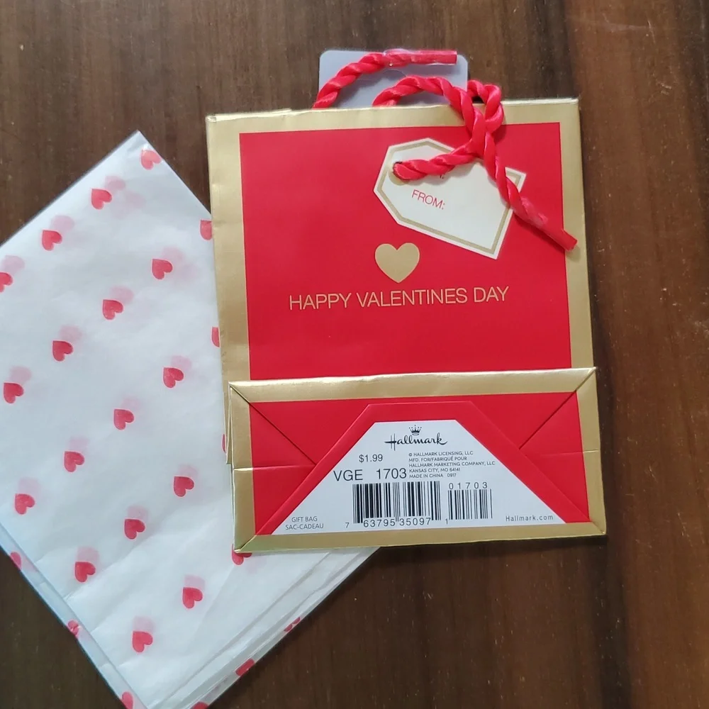 Valentine's Day Signature Card + Gift Bag + Tissue Love BF GF Partner Spouse Red